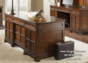 Meja Direktur Minimalis Klasik Warna Natural Kayu Jati