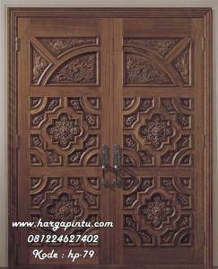 Pintu Masuk Utama Ukiran Kayu Mahoni Mewah Angle
