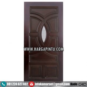 Pintu Panil Kaca Kayu Jati HP-146