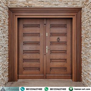 Pintu Utama Kupu Tarung Minimalis Klasik Modern Kayu Jati