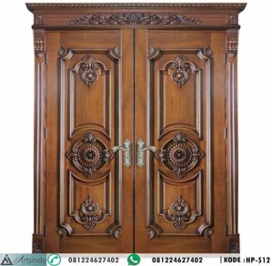 Pintu Ukiran Mewah Kayu Jati Model Kupu Tarung HP-512