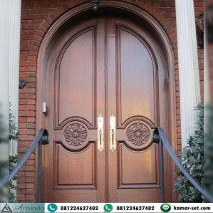 Pintu Utama Lengkung Mewah Elegan Kayu Jati