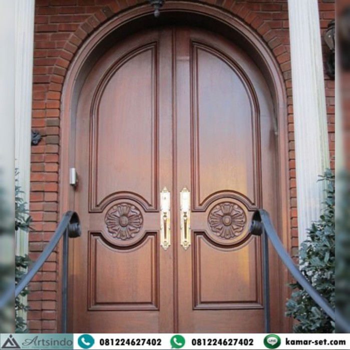 Pintu Utama Lengkung Mewah Elegan Kayu Jati