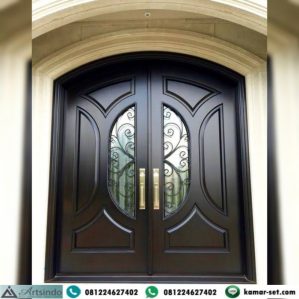 Pintu Utama Model Lengkung Elegan Kayu Jati