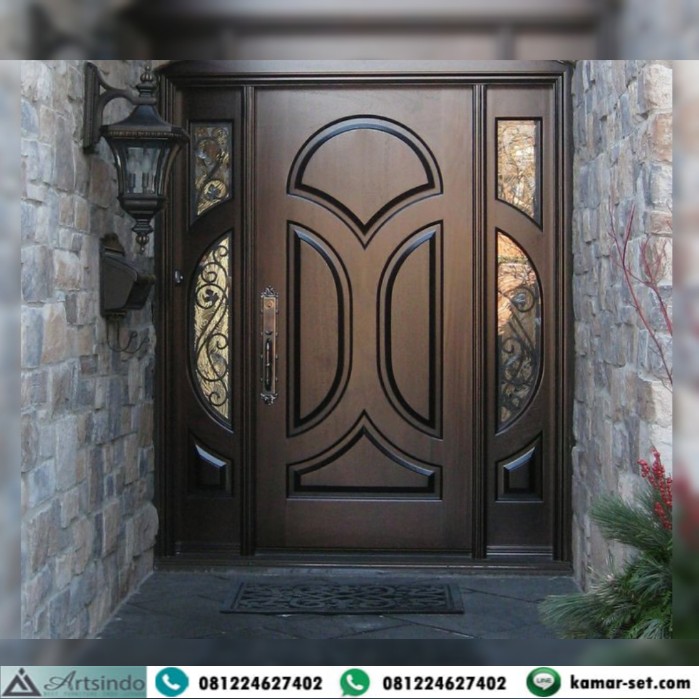 Pintu Utama Single Jati 2 Jendela Klasik