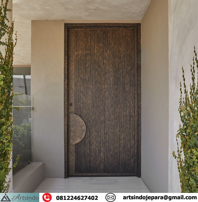 Pintu Rumah Estetik Minimalis Motif Garis Salur Rustic