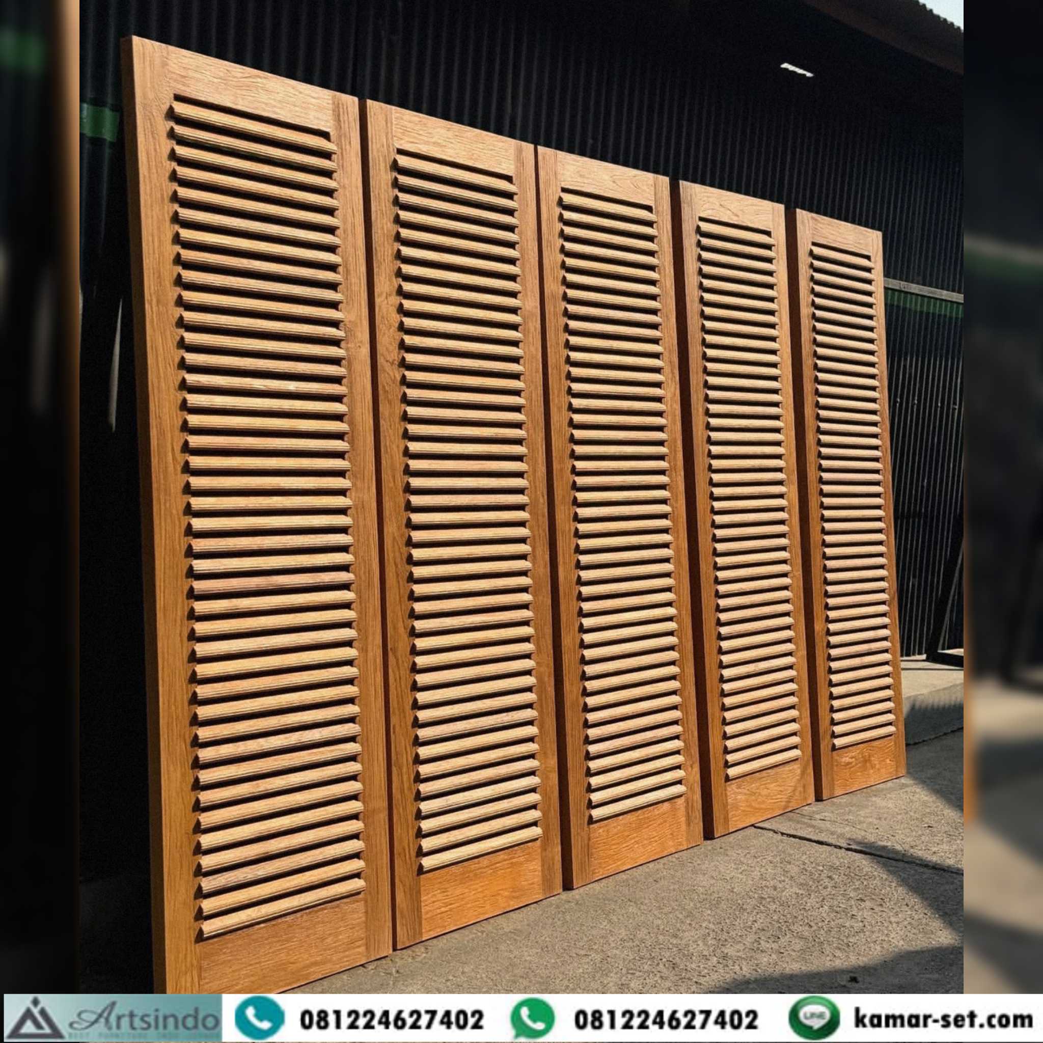 Model Pintu Garasi Jalusi Krepyak Kayu Jati Perhutani