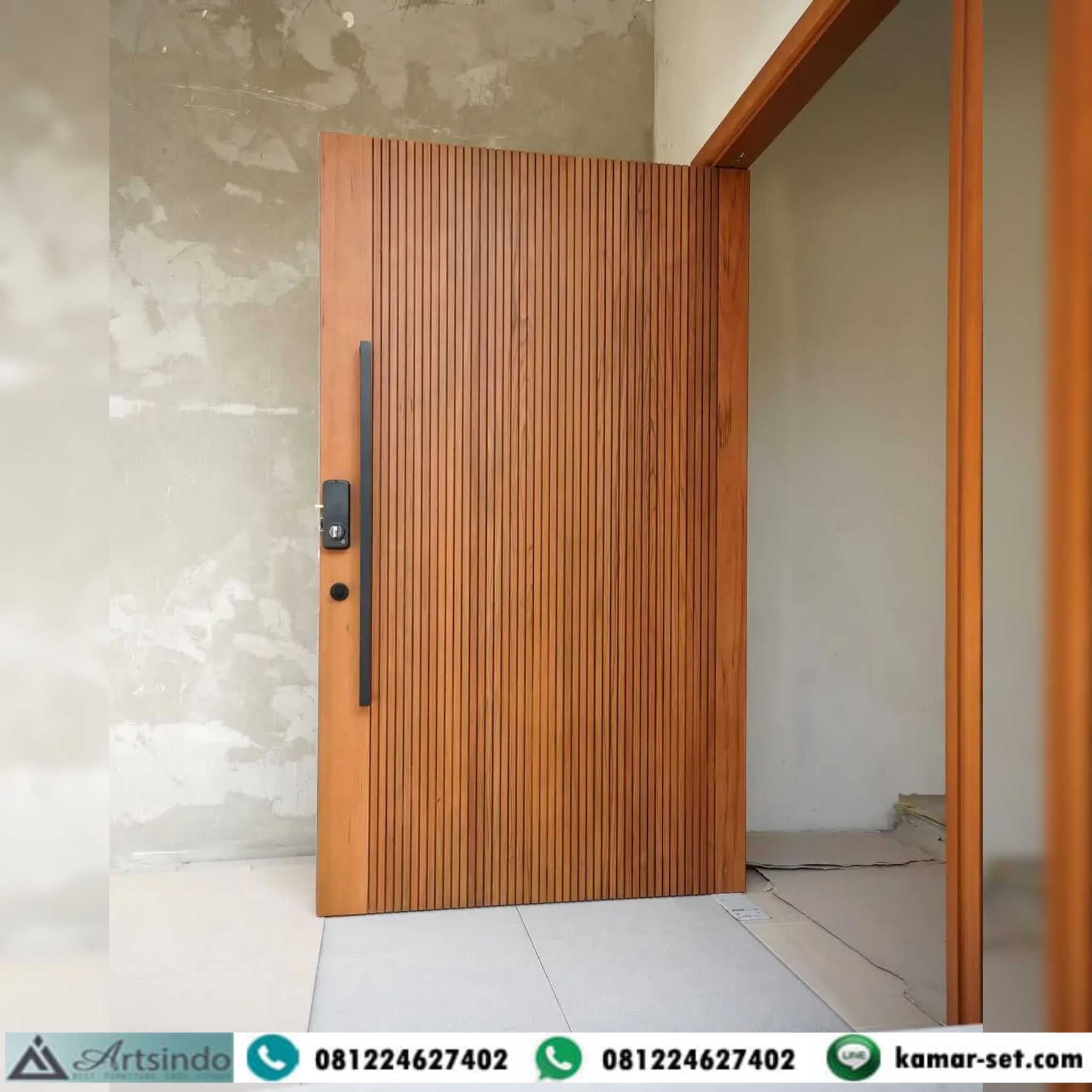 Pintu Utama Frameless Pivot Jati SUPER