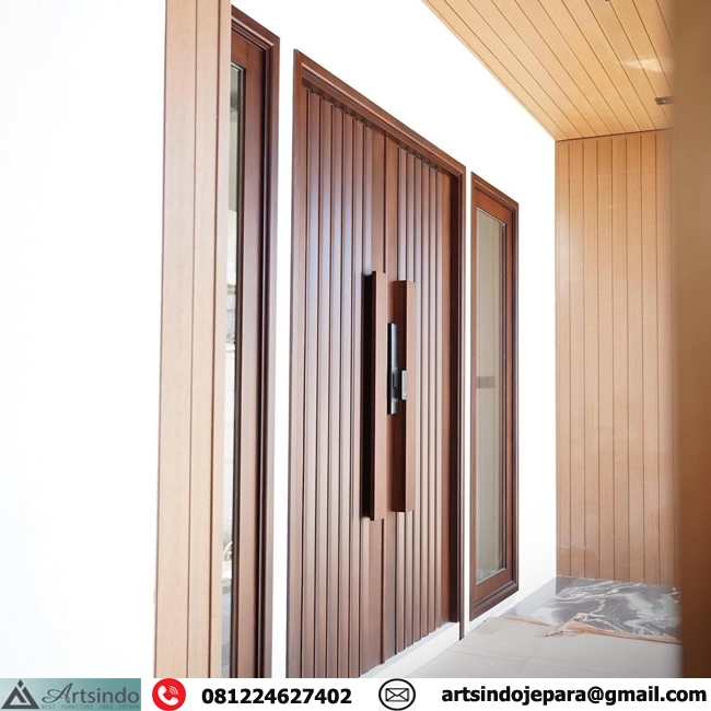 Pintu Rumah Kupu Tarung Minimalis Kayu Jati Super