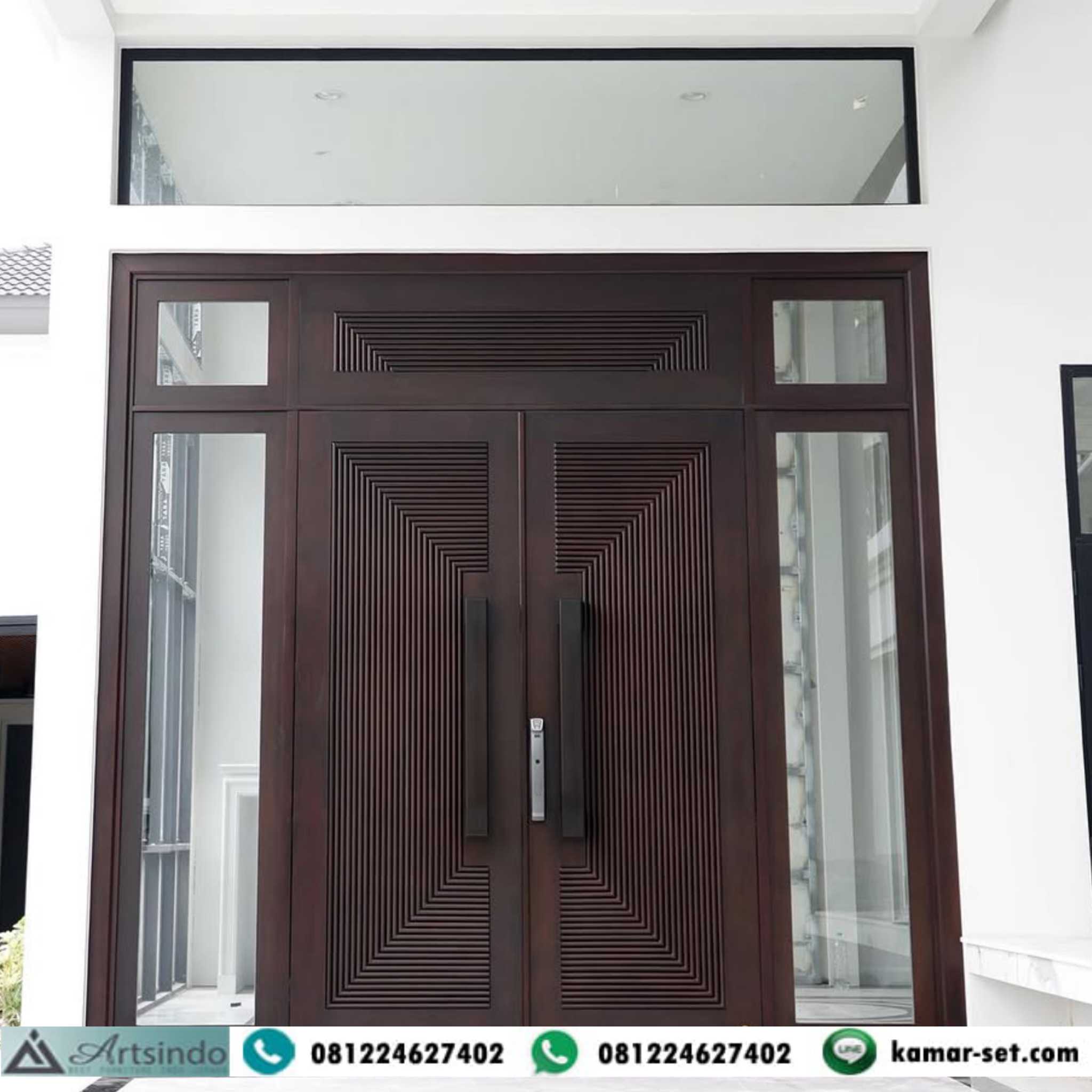 Pintu Utama Jati Klasik Modern Double Kupu Tarung