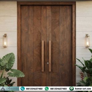 Pintu Utama Rumah Mewah Kayu Jati Minimalis Rustic