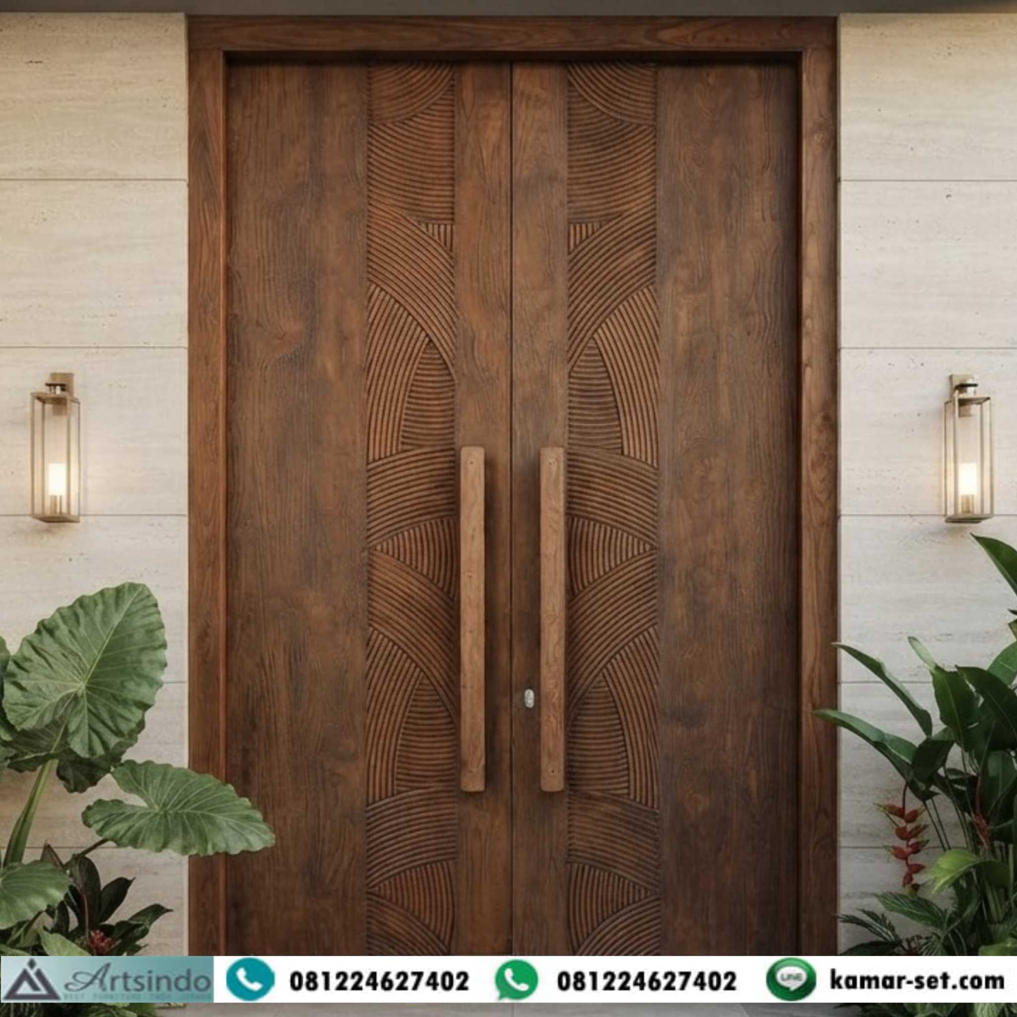 Pintu Utama Rumah Mewah Kayu Jati Minimalis Rustic