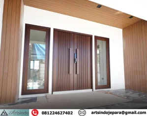 Pintu Utama Kayu Jati Minimalis Modern HP-9726
