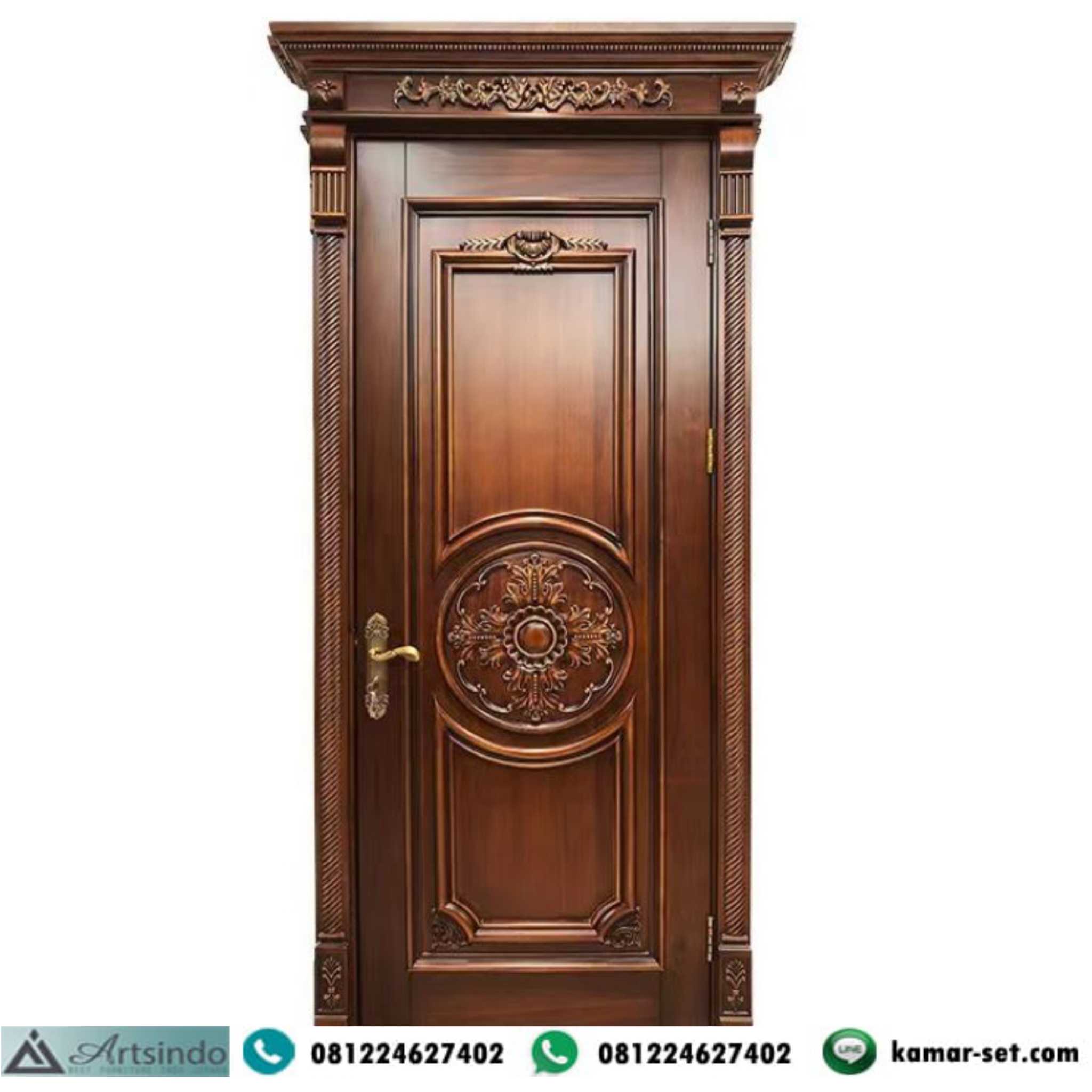Pintu Kamar Mewah Motif Ukiran Bunga Klasik