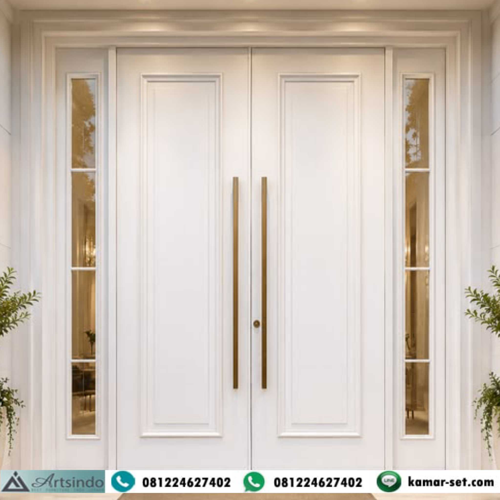 Pintu Kupu Tarung (Double Door) dengan Jendela Kaca Reflekti