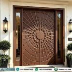 Pintu Utama Rumah Mewah Florence Ukiran CNC Matahari