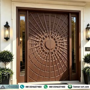 Pintu Utama Rumah Mewah Florence Ukiran CNC Matahari