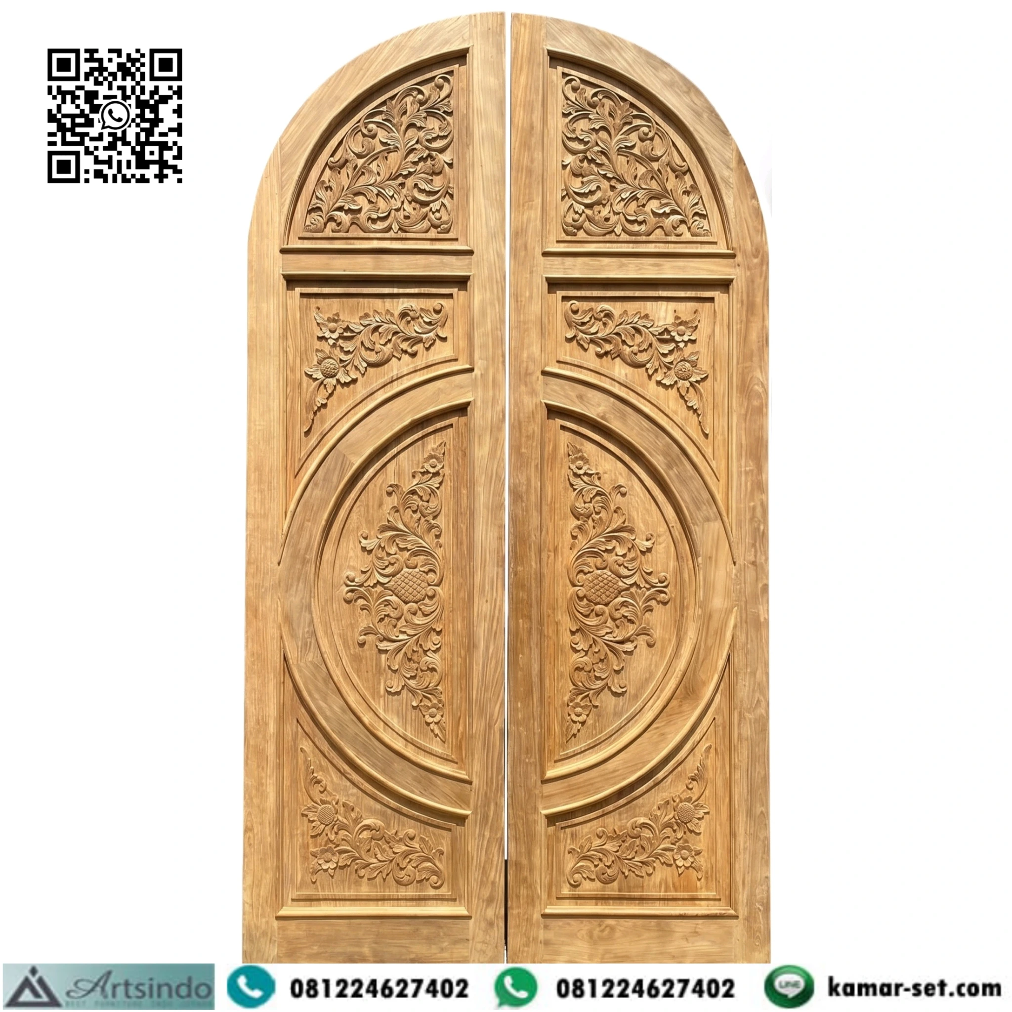 Pintu Kayu Jati TPK Motif Ukir Lengkung