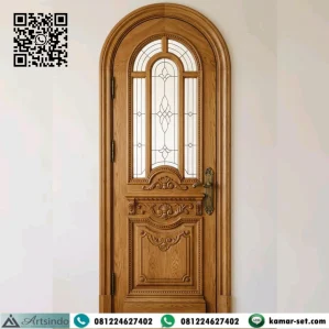 Pintu Klasik Kayu Jati Heritage Arch Kaca Patri