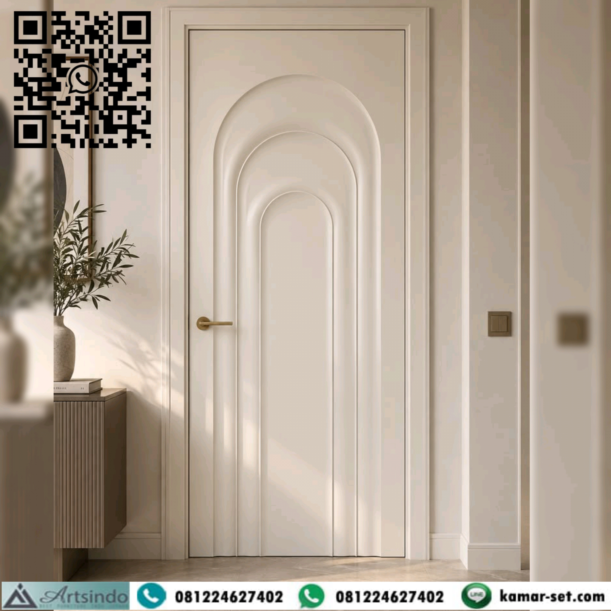 Pintu Rumah Mewah Modern Motif Lengkungan Embos CNC Pintu Rumah Mewah Modern Motif Lengkungan Embos CNC