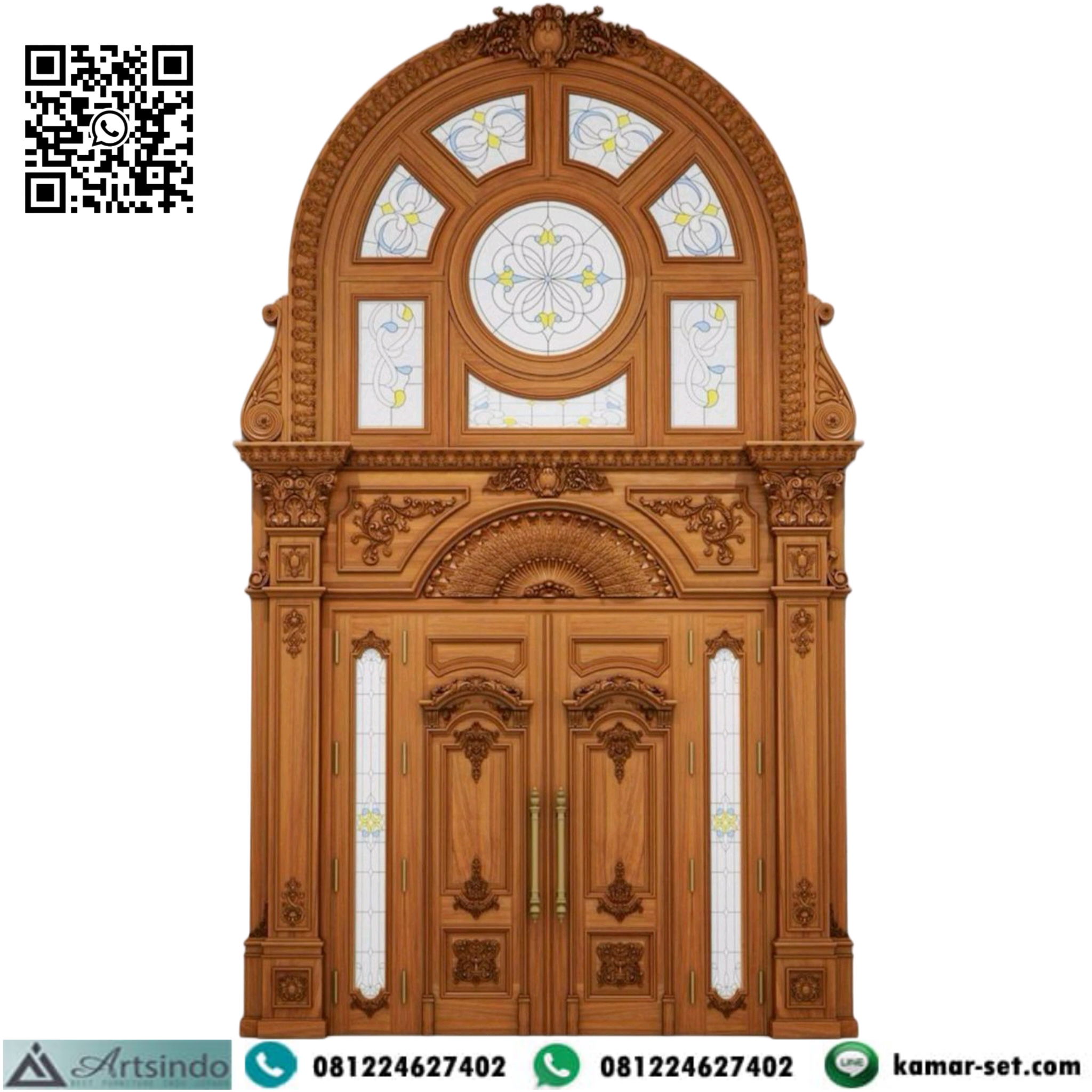 Pintu Rumah Mewah Sultan Kayu Jati Ukiran Klasik
