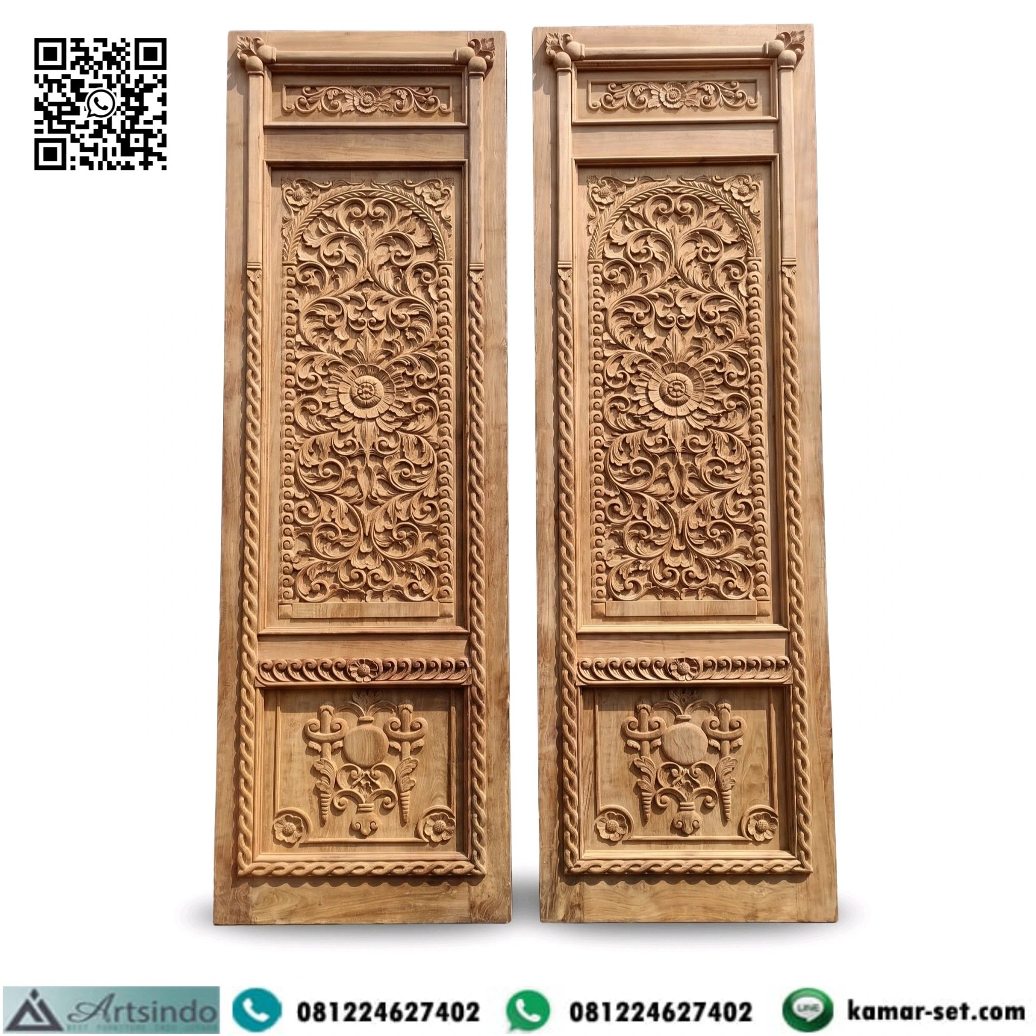 Pintu Ukir Mewah Jati Perhutani Kupu Tarung